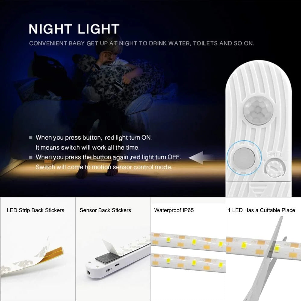 LumiSense™ Motion Sensor LED Light – Wireless Battery-Powered Lighting for Closets, Stairs & Cabinets