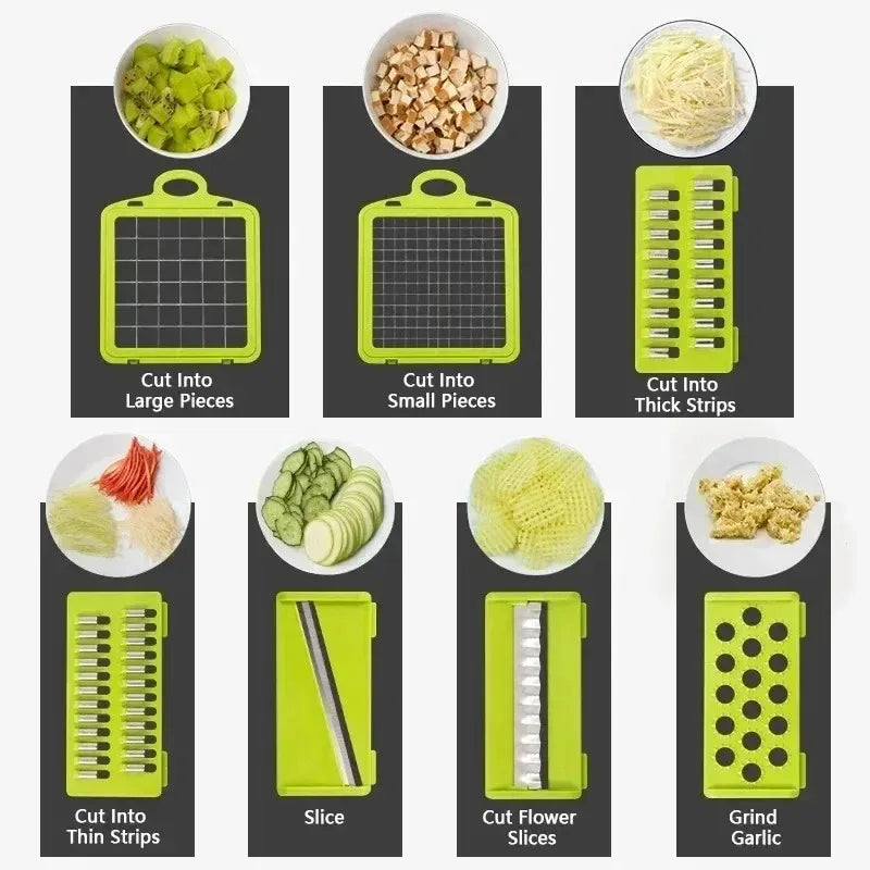 XYlivingstore 22-in-1 Manual Food Chopper with 16 Blades – Multifunctional Vegetable & Meat Slicer