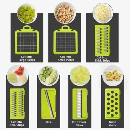 XYlivingstore 22-in-1 Manual Food Chopper with 16 Blades – Multifunctional Vegetable & Meat Slicer