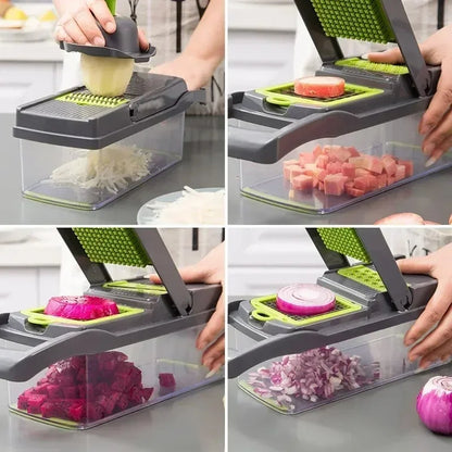 XYlivingstore 22-in-1 Manual Food Chopper with 16 Blades – Multifunctional Vegetable & Meat Slicer