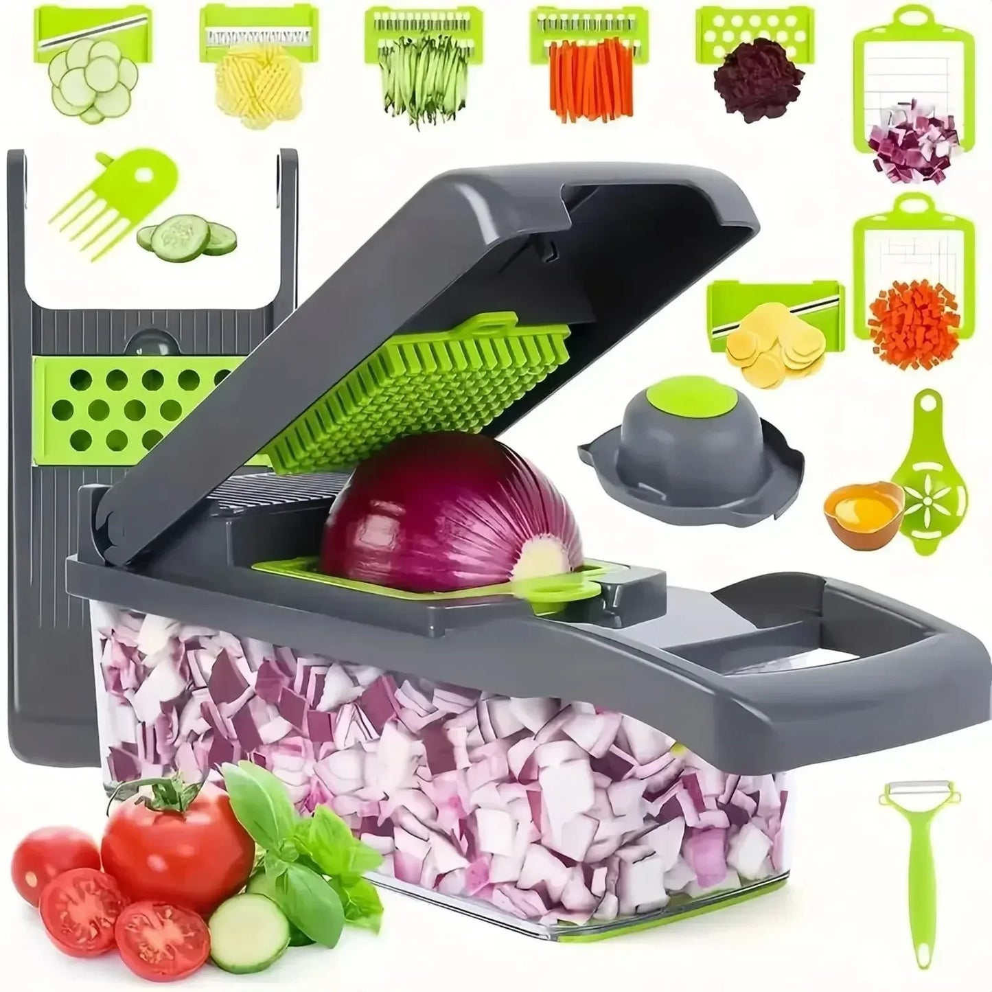 XYlivingstore 22-in-1 Manual Food Chopper with 16 Blades – Multifunctional Vegetable & Meat Slicer