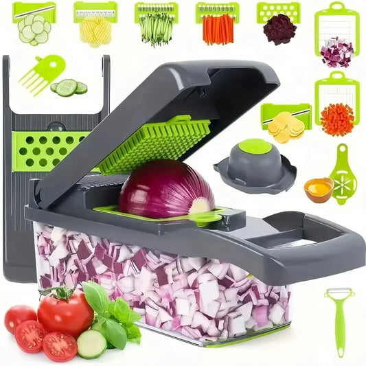 XYlivingstore 22-in-1 Manual Food Chopper with 16 Blades – Multifunctional Vegetable & Meat Slicer