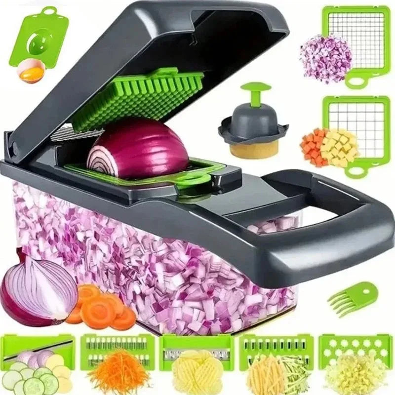 XYlivingstore 22-in-1 Manual Food Chopper with 16 Blades – Multifunctional Vegetable & Meat Slicer