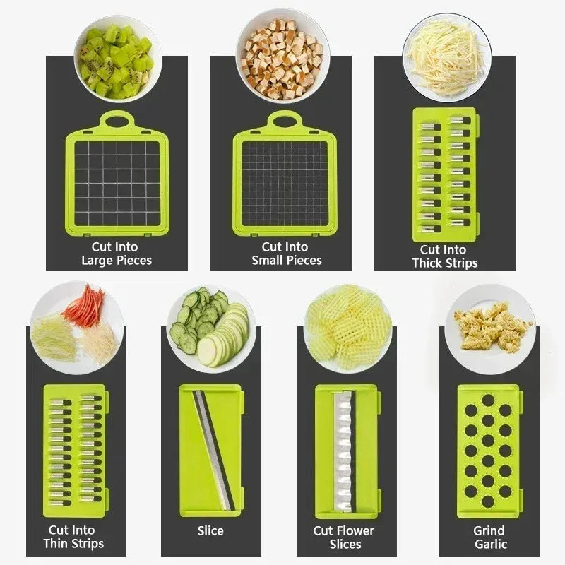 XYlivingstore 22-in-1 Manual Food Chopper with 16 Blades – Multifunctional Vegetable & Meat Slicer