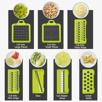 XYlivingstore 22-in-1 Manual Food Chopper with 16 Blades – Multifunctional Vegetable & Meat Slicer