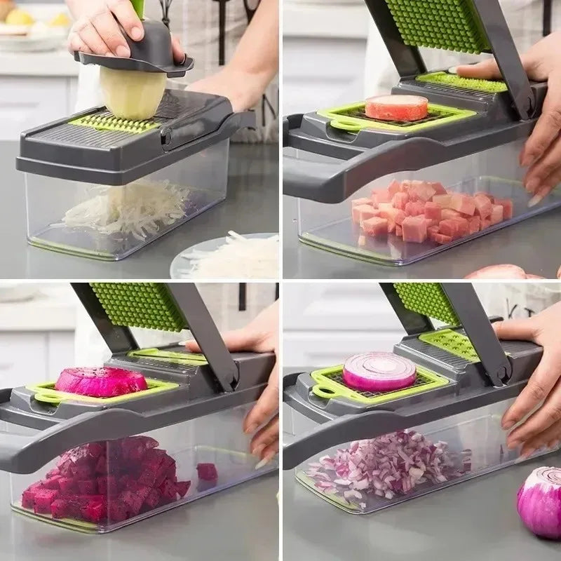 XYlivingstore 22-in-1 Manual Food Chopper with 16 Blades – Multifunctional Vegetable & Meat Slicer