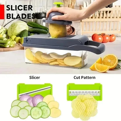 XYlivingstore 22-in-1 Manual Food Chopper with 16 Blades – Multifunctional Vegetable & Meat Slicer
