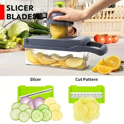 XYlivingstore 22-in-1 Manual Food Chopper with 16 Blades – Multifunctional Vegetable & Meat Slicer